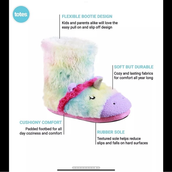 Totes Toasties Kids Unicorn Slippers Multi Size - Picture 8 of 15